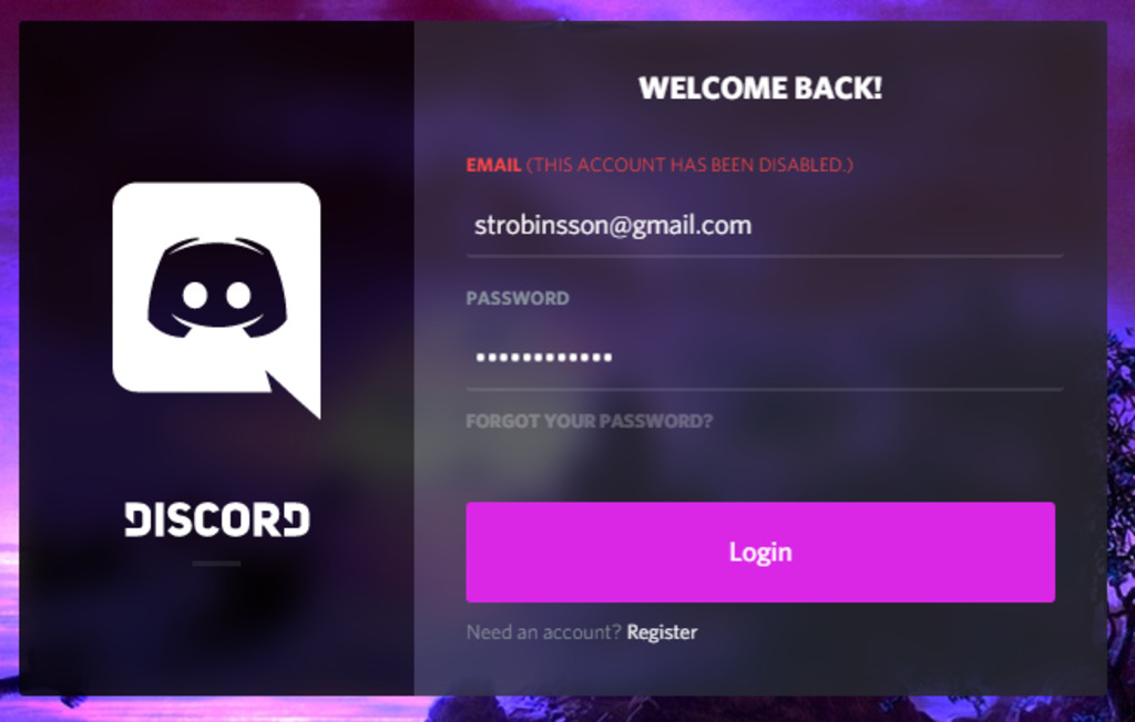 discord account disabled