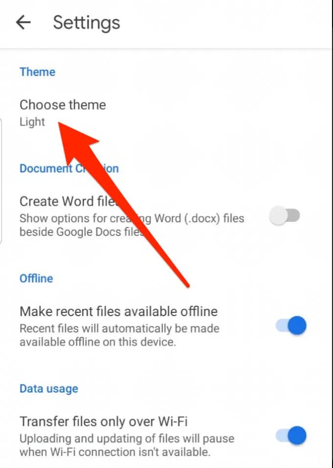 google docs dark mode