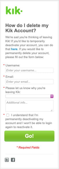 how to delete kik account