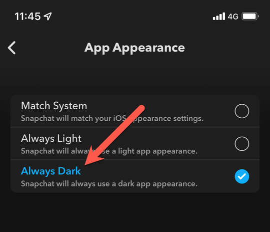 how to get dark mode on snapchat