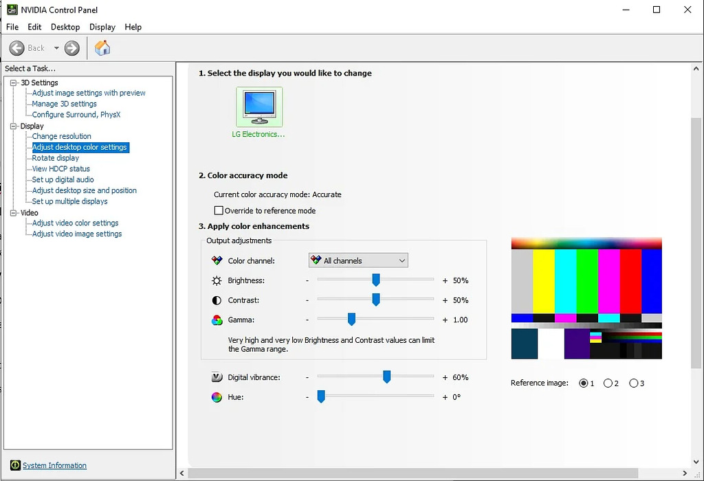 nvidia control panel settings