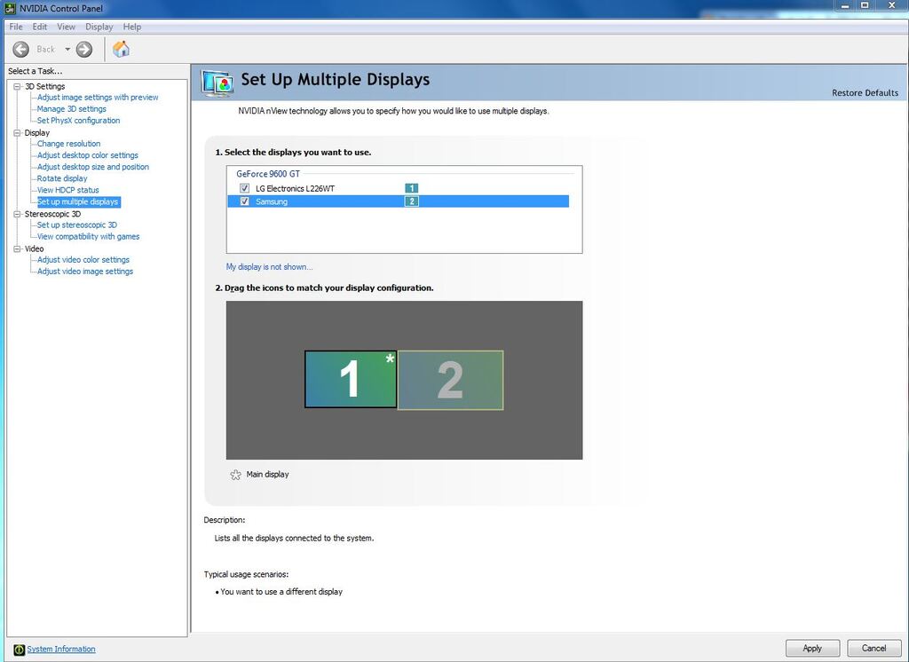 nvidia control panel settings