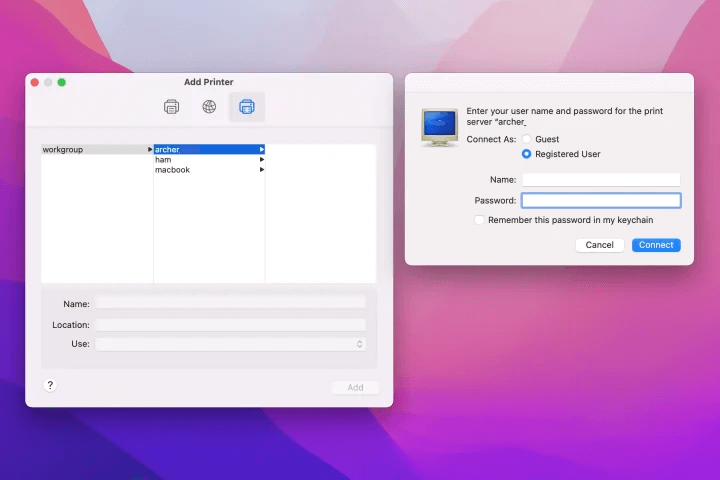 how to add printer to mac