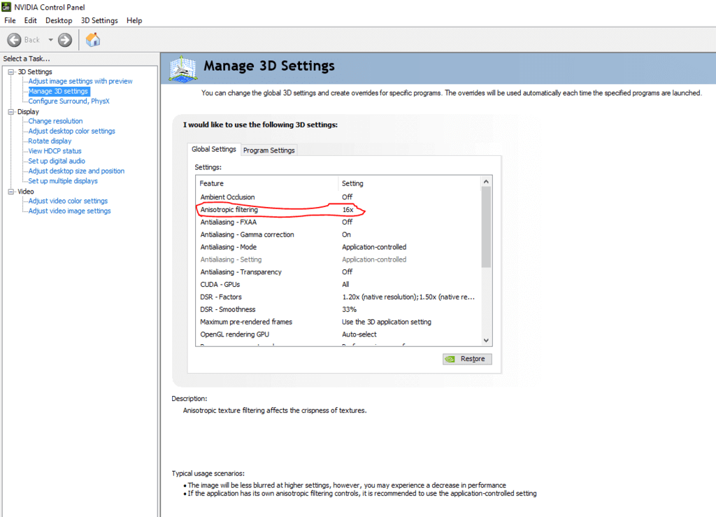 NVIDIA Control Panel Settings